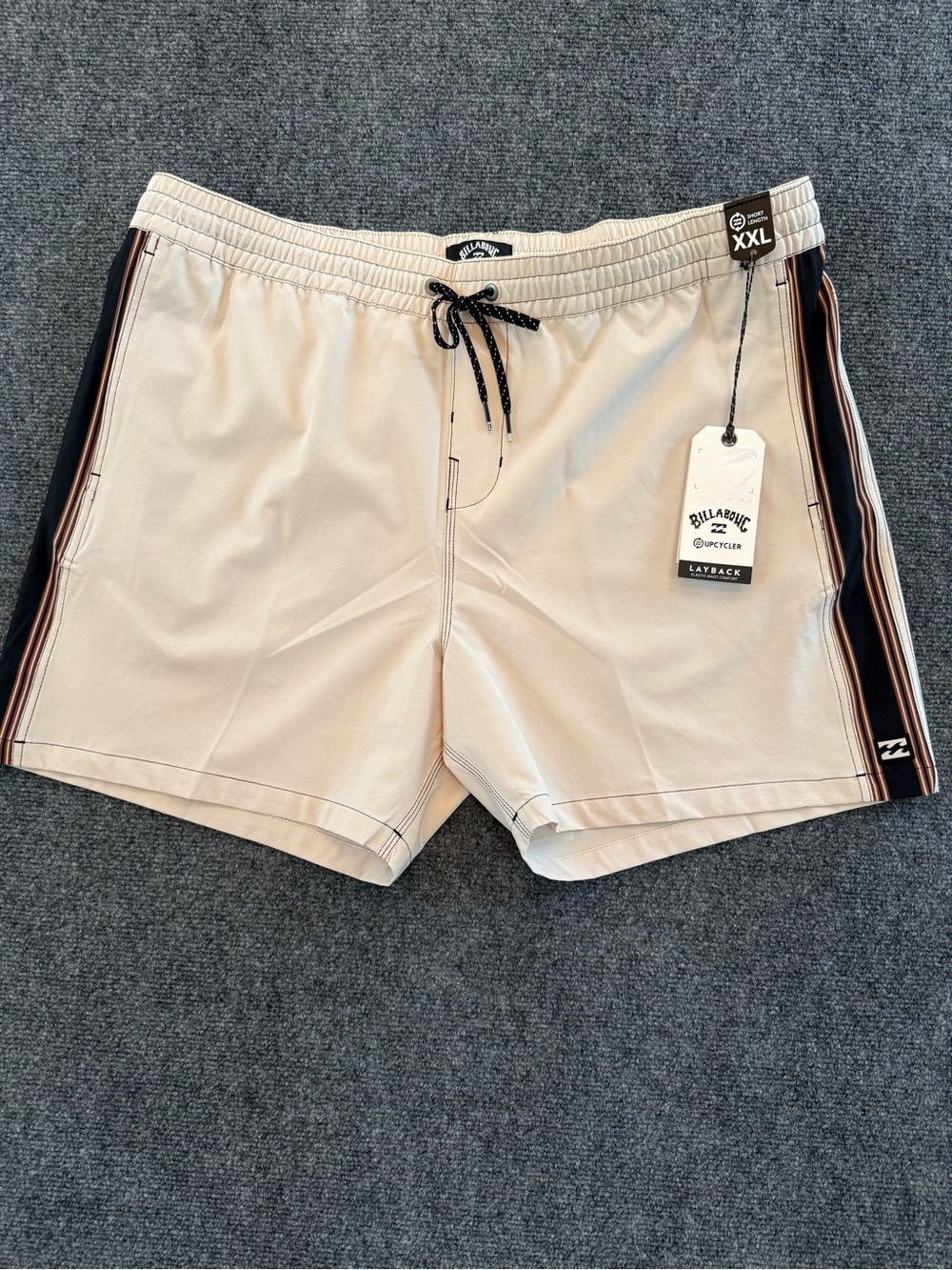 Billabong Upcycler Layback Boardshorts Swim Trunks Men's XXL Beige Striped NWT